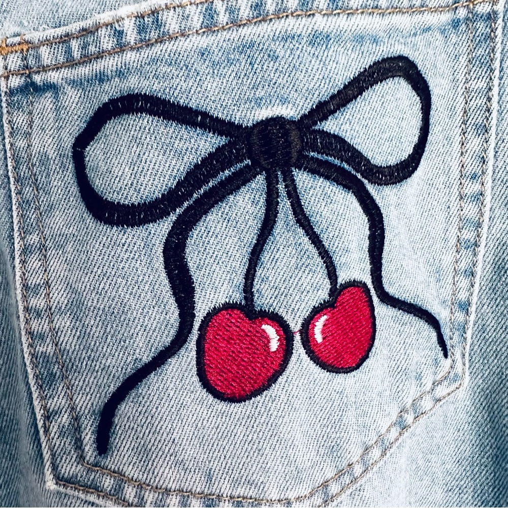 Telepatia Cherry Pocket Classic Denim Wide Leg Jeans Size 9/29 - Picture 6 of 12